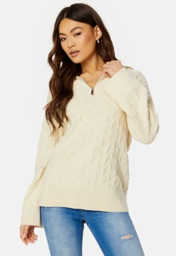 GANT Herringbone Half Zip CREAM XL