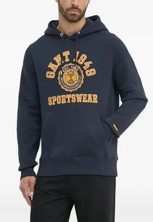 Gant huvtröja med logotyp - Blå
