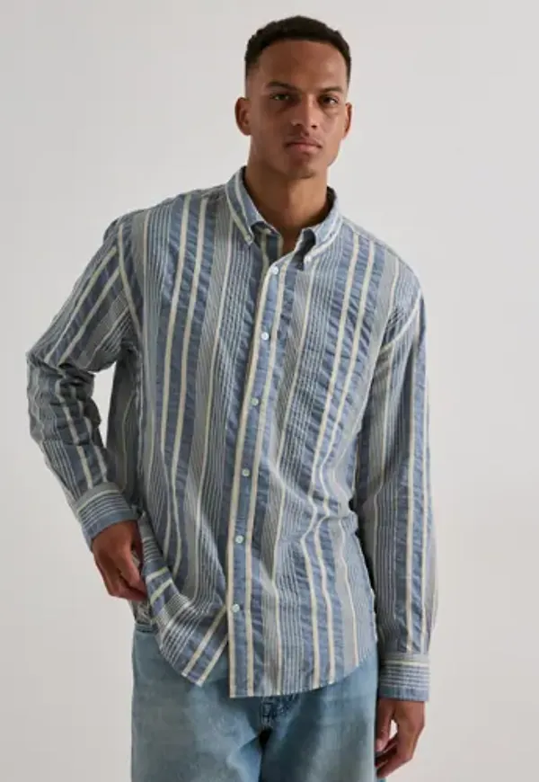 Gant Rel Seersucker Stripe Shirt Randiga skjortor Blå