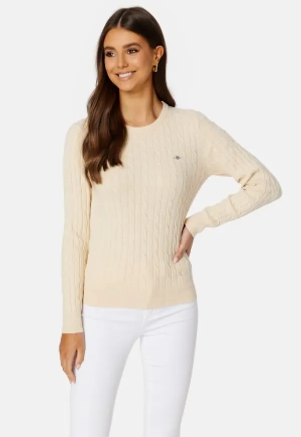 GANT Stretch Cotton Cable C-Neck LINEN XS