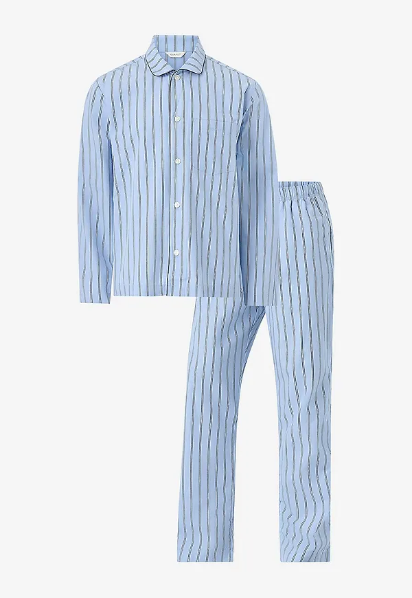 Gant - Striped Poplin Pyjama Set - Blå