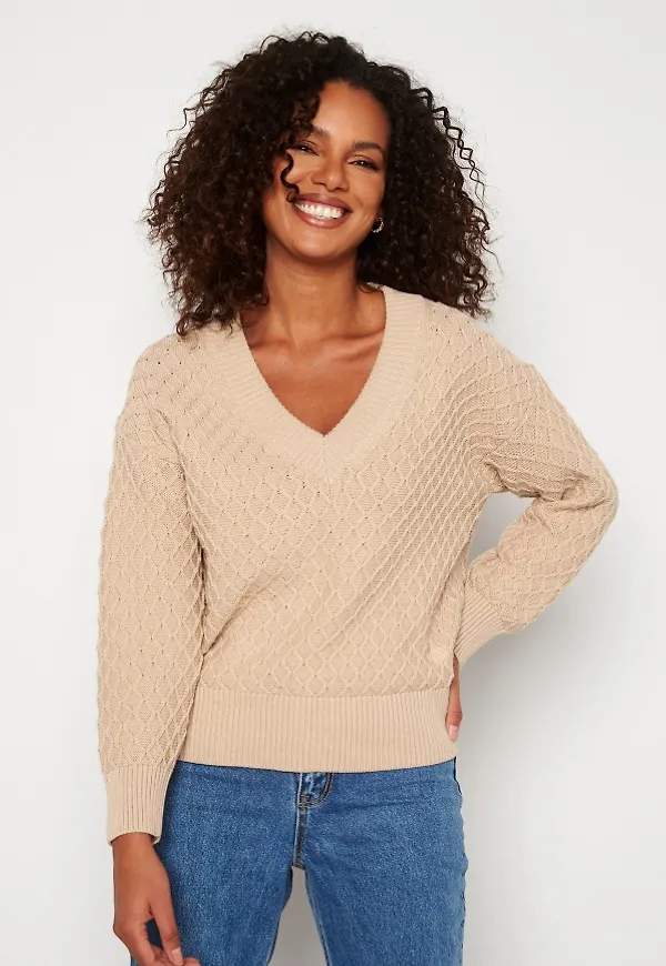 GANT Texture Cotton V-Neck 277 Dry Sand L
