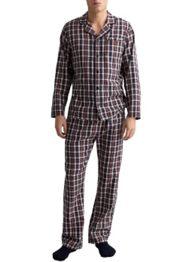 Gant Woven Cotton Check Pajama Set Blå/Orange X-Large Herr