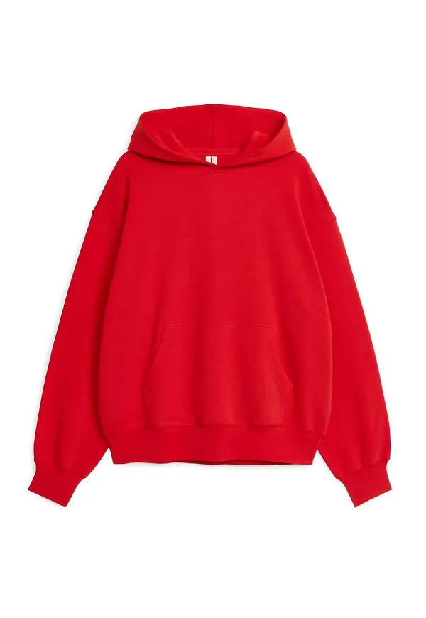 Garment-Dyed Terry Hoodie - Red
