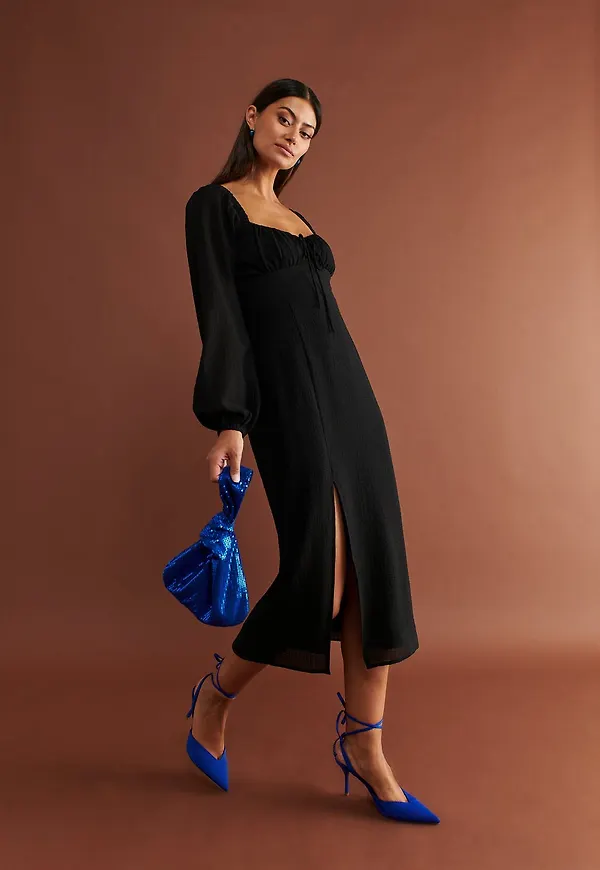 Gathered bust midi dress