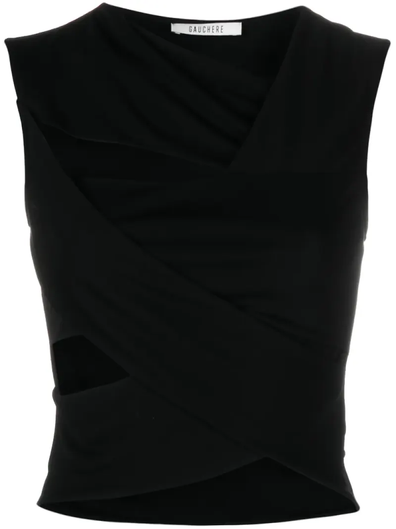 Gauchère asymmetrisk croptop - Svart