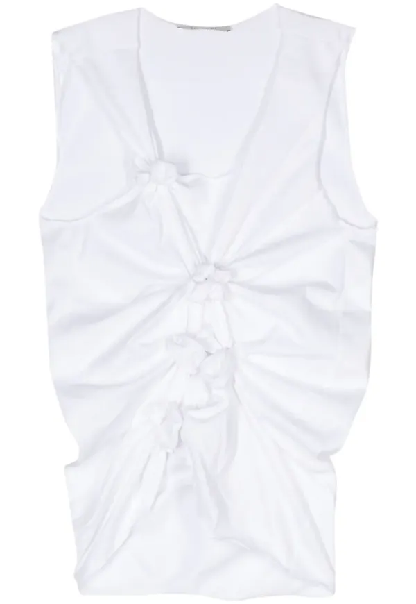 Gauchère linne med draperad detalj - Vit