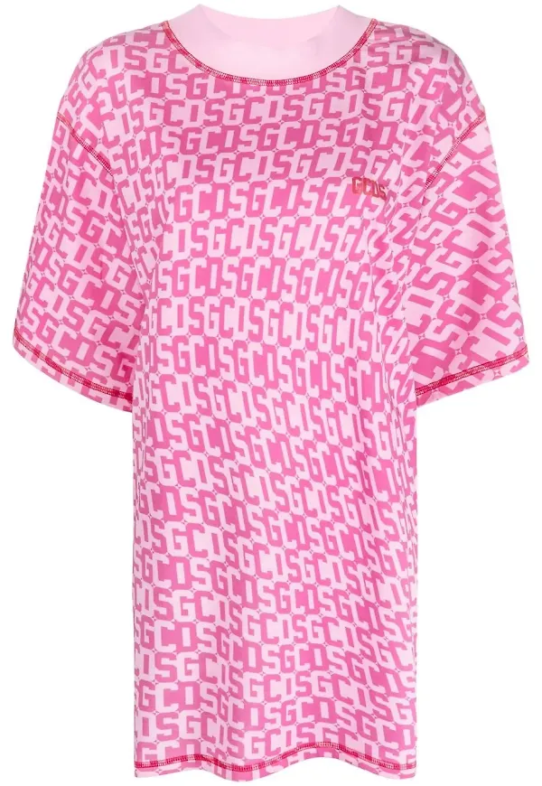 GCDS t-shirtklänning med monogram - Rosa