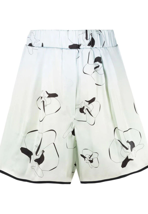 Genny blommiga shorts med hög midja - Blå