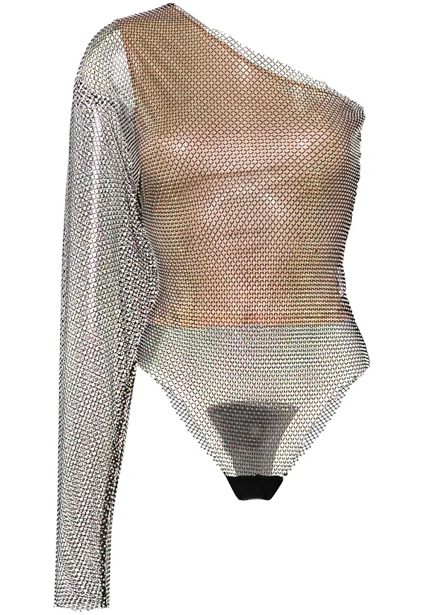 Genny enaxlad body med strass - Svart