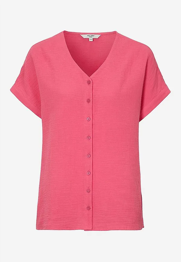 Genomknäppt blus i bomullsmuslin Matilde
