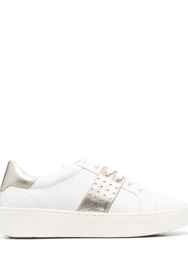 Geox lädersneakers med metallic-finish - Vit