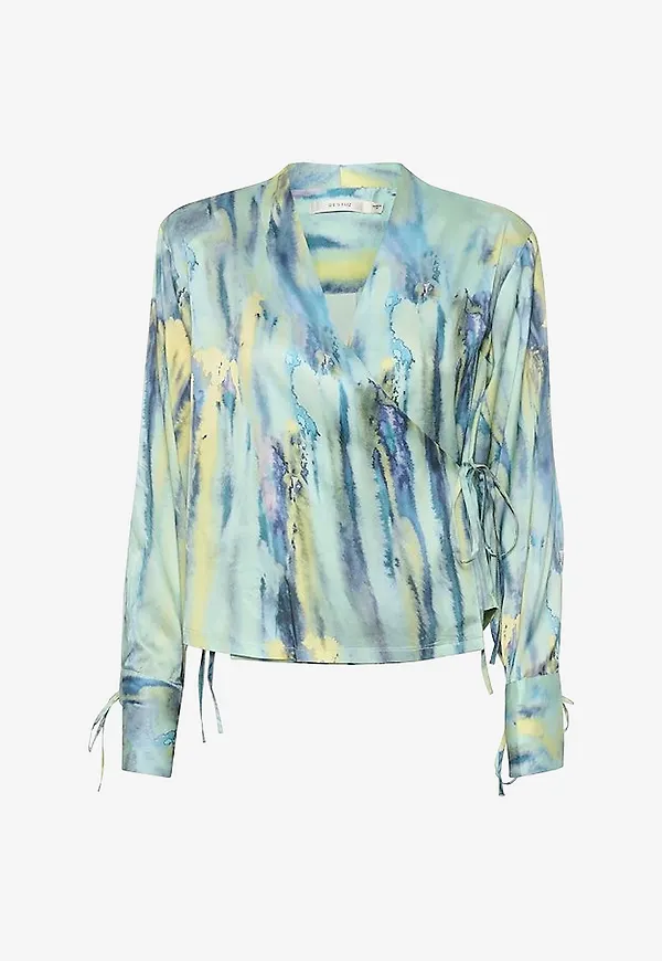 Gestuz - Omlottblus Walerygz P Wrap Blouse - Blå