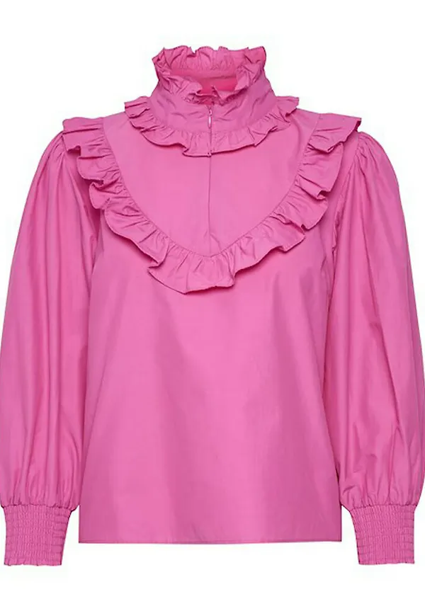 Gestuz Frilled Blouse Rosa, Dam