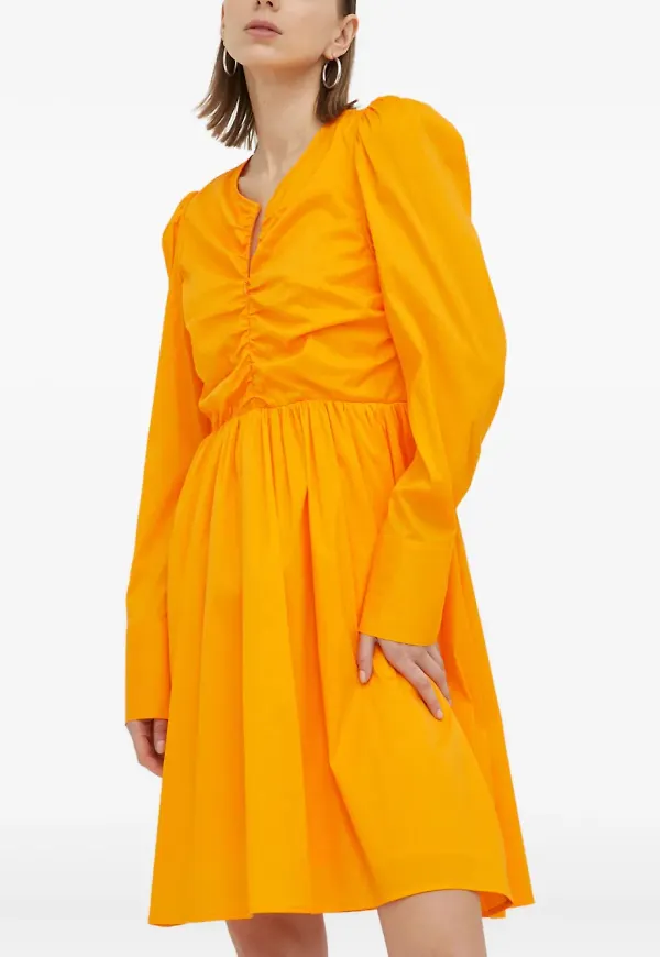 Gestuz långärmad klänning med rysch - Orange