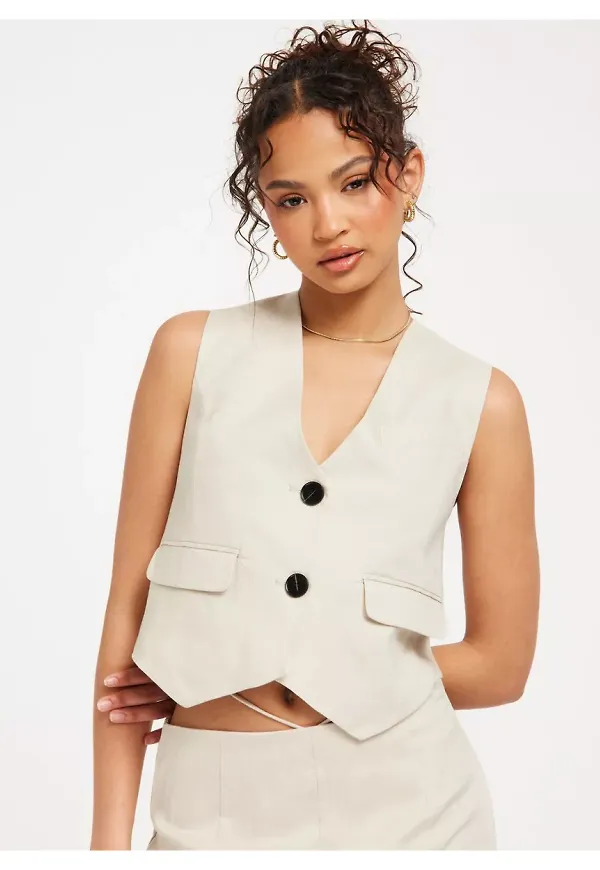 Gestuz MalouGZ linen waistcoat Kavajvästar Ancient Scroll