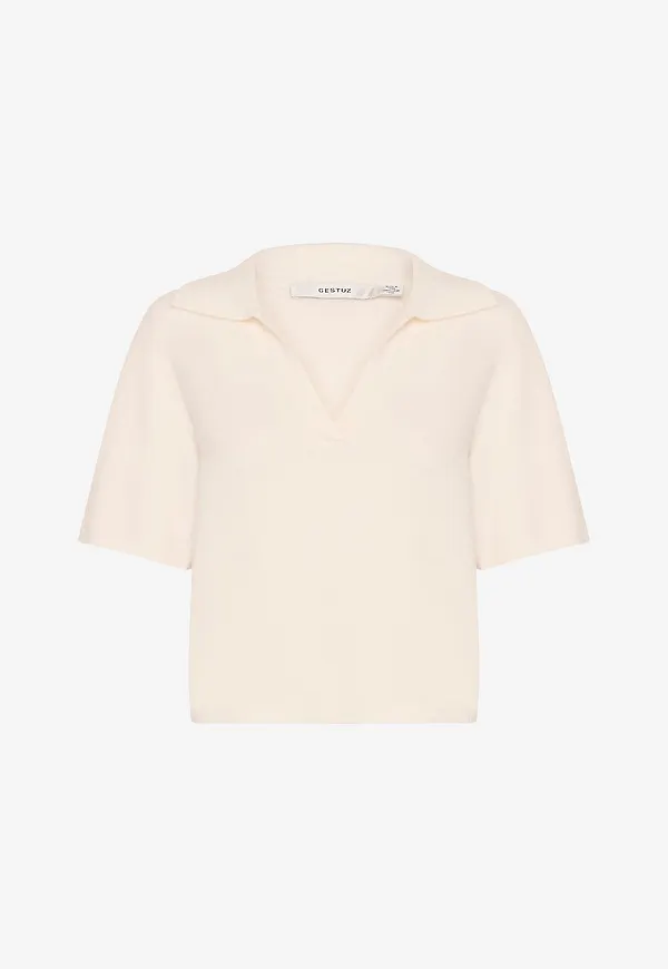 Gestuz - Topp gzAlpha SS Polo Pullover - Vit