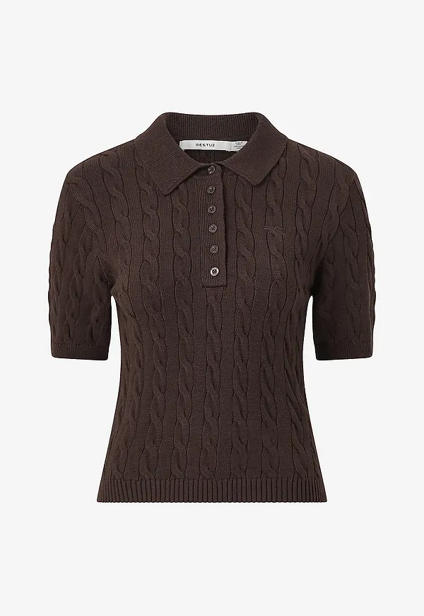 Gestuz - Tröja GZthilla polo pullover - Brun