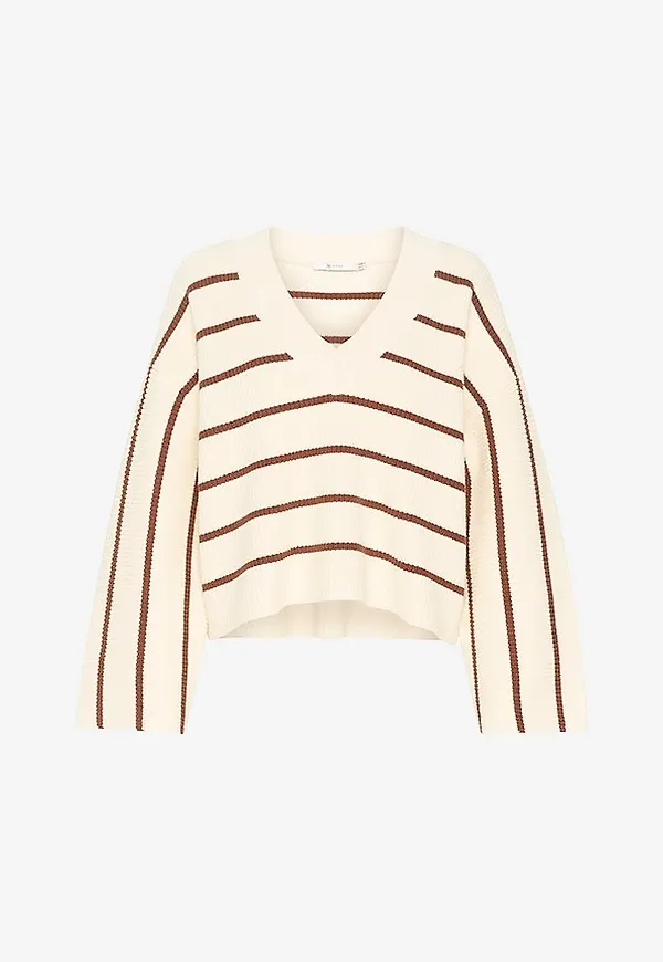 Gestuz - Tröja SebaGZ V-neck Pullover - Vit