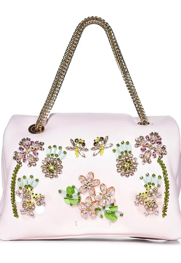 Giambattista Valli, Väska, Dam, ONE Size, Rosa Axelväska med Strassblommor
