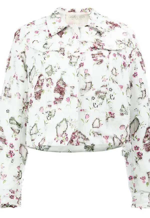 Giambattista Valli blommig jacka med slitning - Vit