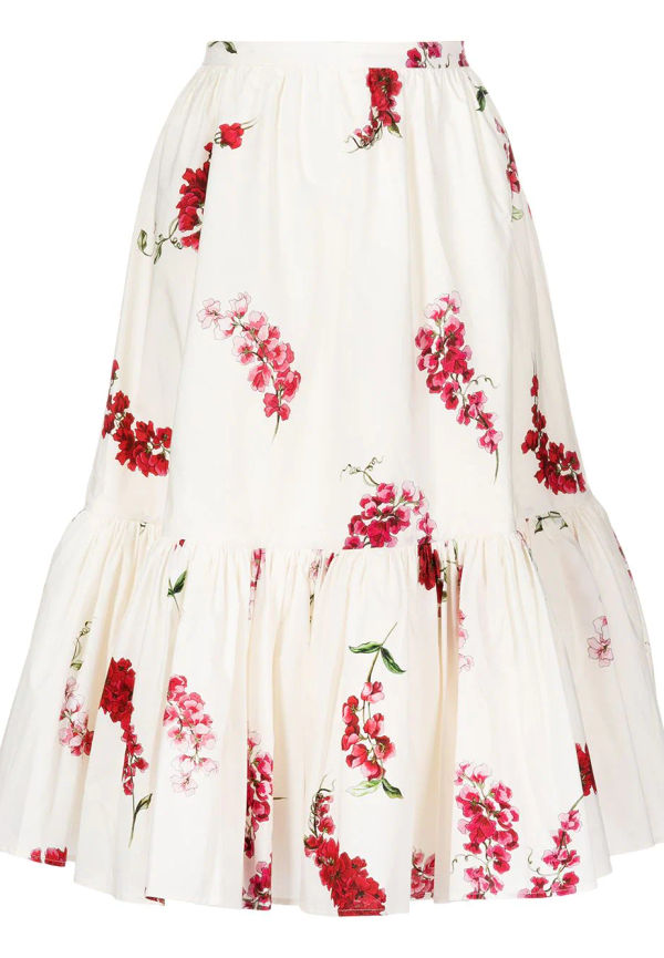 Giambattista Valli blommig kjol med volangkant - Gul