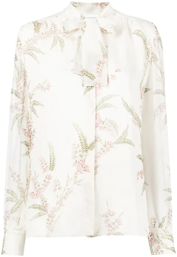 Giambattista Valli blommig sidenblus - Vit