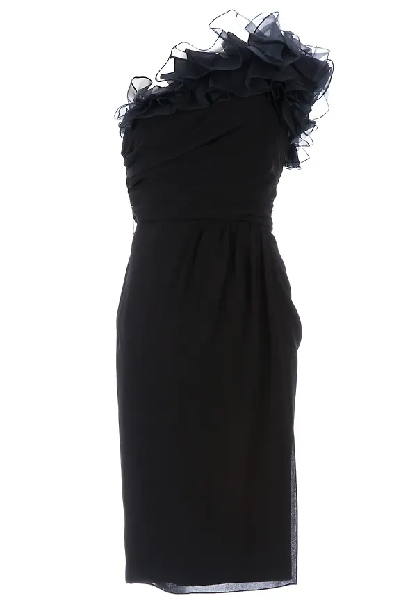 Giambattista Valli ruffled one-shoulder dress - Svart