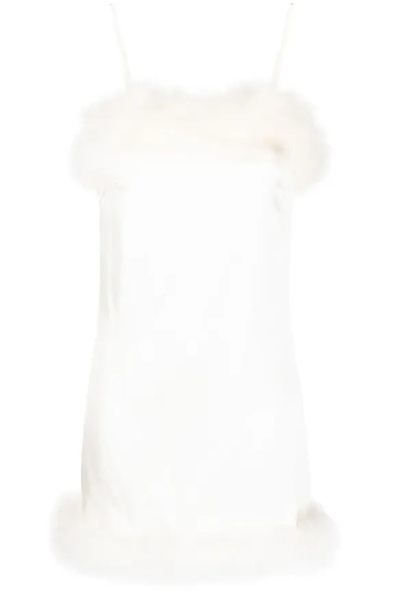 Gilda & Pearl Celeste miniklänning med fjäderkant - Neutral – Farfetch
