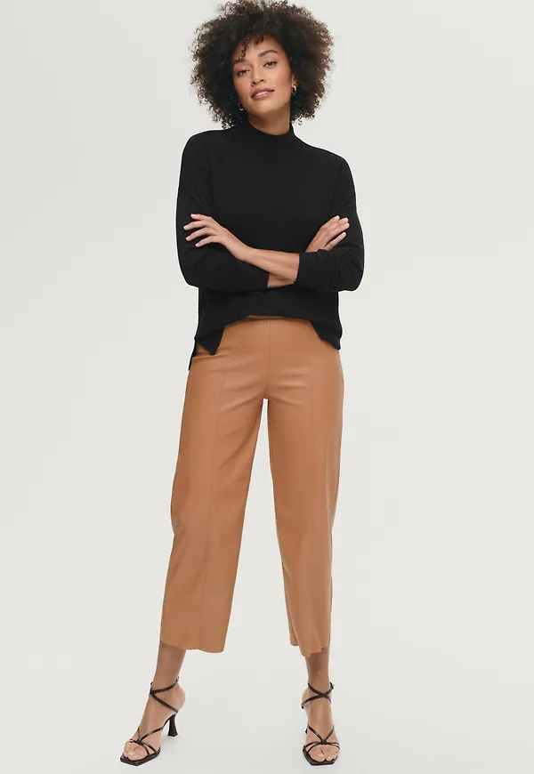 Gina Tricot - Byxor Holly PU Culotte Trousers - Brun