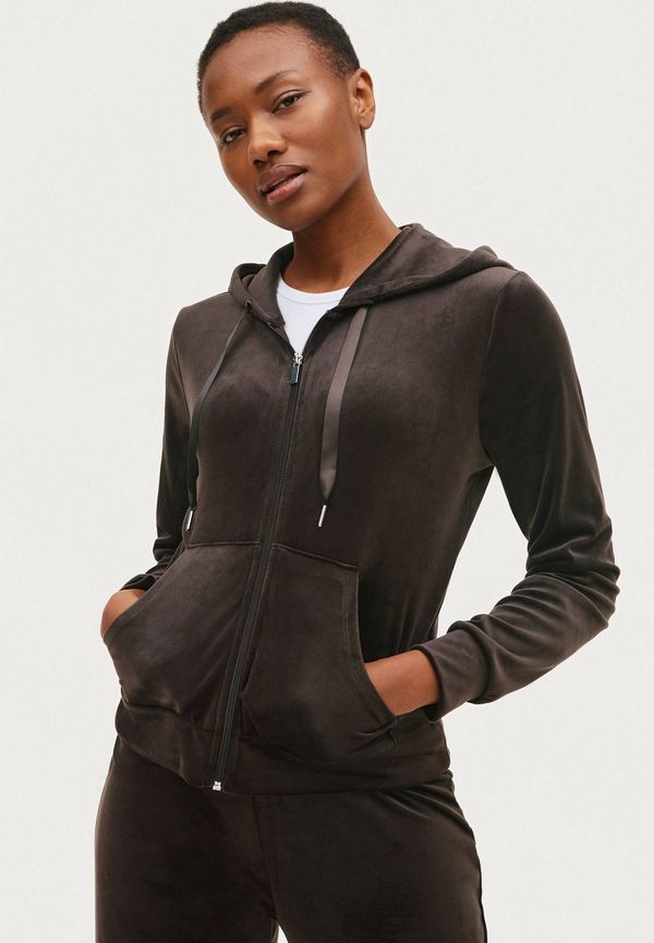 Gina Tricot - Huvtröja Cecilia Velour Hoodie - Brun