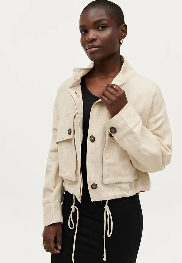 Gina Tricot - Jacka Maja Linen Trucker Jacket - Beige