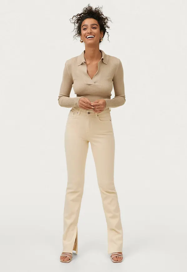 Gina Tricot - Jeans High Waist Slit Jeans - Gul