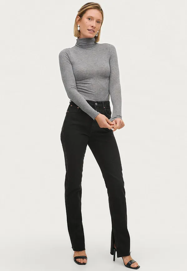 Gina Tricot - Jeans High Waist Slit Jeans - Svart