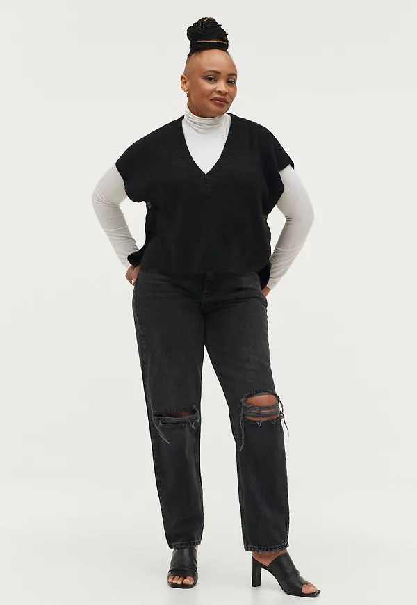 Gina Tricot - Jeans Vintage High Waist Jeans - Svart - 42