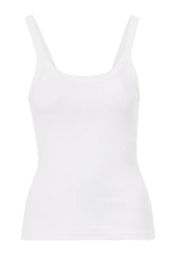 Gina Tricot - Linne Basic Rib Singlet - Vit - 34/36