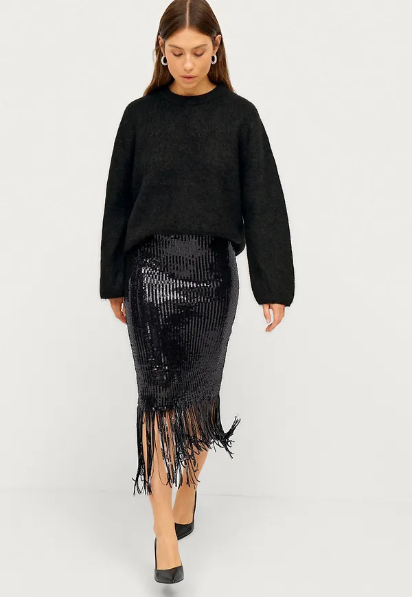 Gina Tricot - Paljettkjol Nikki Sequin Skirt - Svart - 34/36