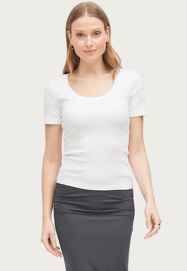Gina Tricot - Topp Basic Rib Top - Vit - 42/44