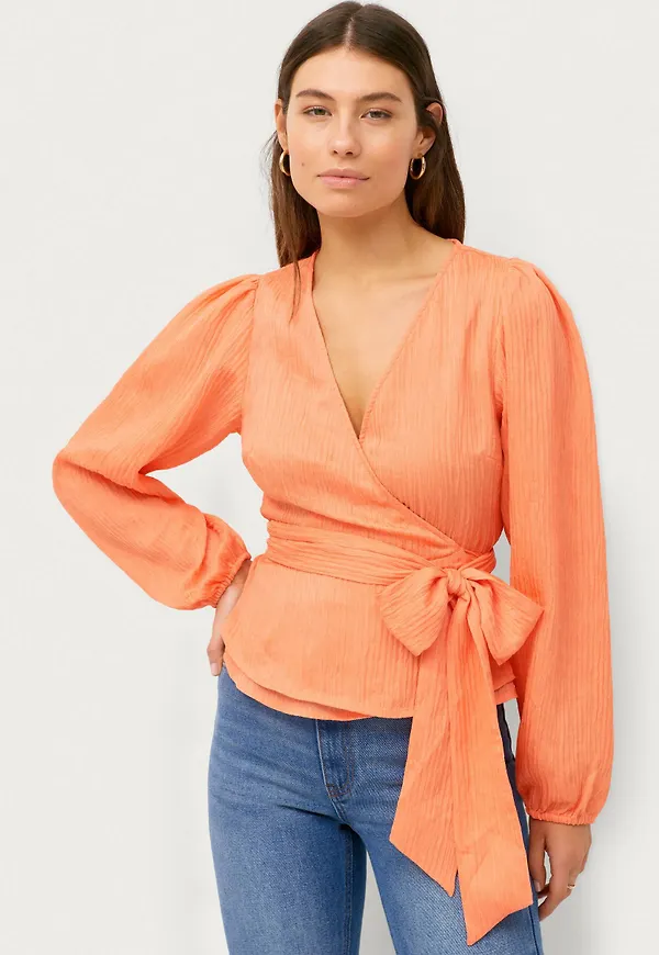 Gina Tricot - Topp Moa Wrap Top - Orange - 36/38