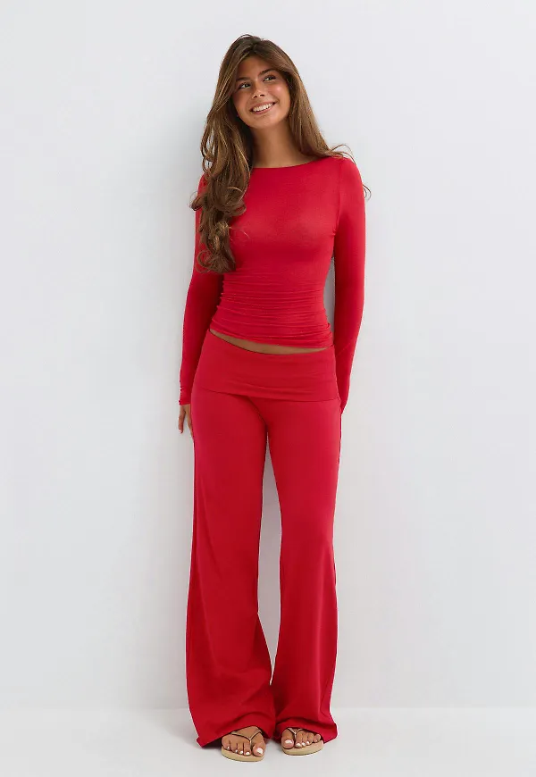 Gina Tricot - 14+ coral baggy yoga pants - byxor - Röd - XXS - Dam