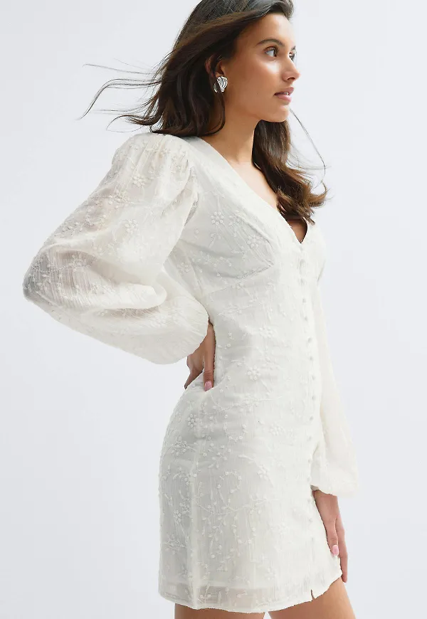 Gina Tricot - 14+ embroidery dress - klänningar - Vit - XS - Dam