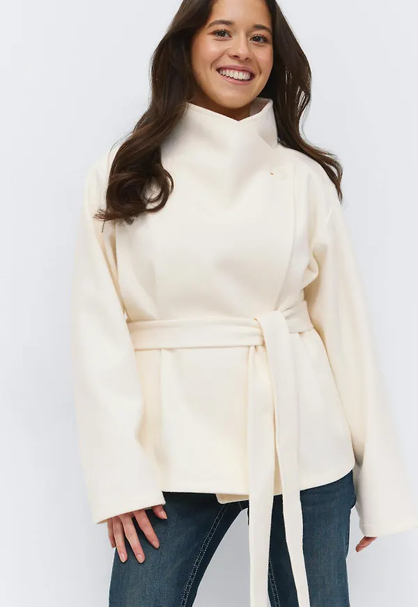 Gina Tricot - 14+ felt wrap jacket - jackor - Vit - L - Dam
