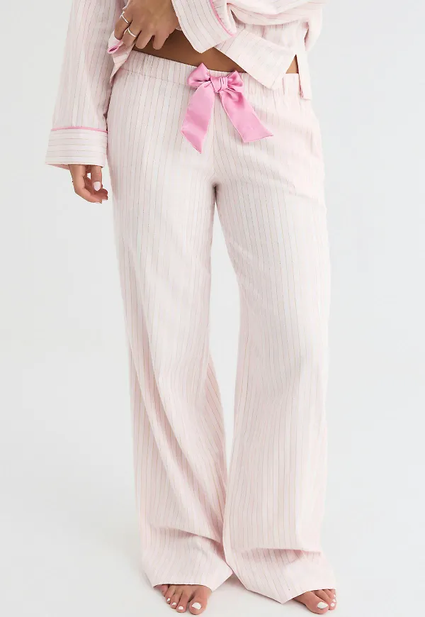 Gina Tricot - 14+ flannel trousers tall - pyjamas - Rosa - M - Dam