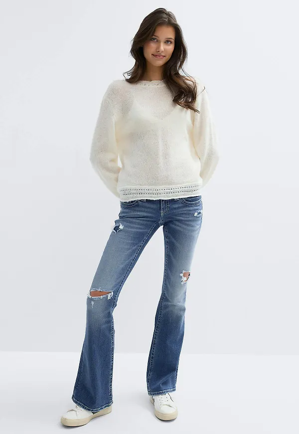 Gina Tricot - 14+ low rise flare jeans - Jeans - Blå - XS - Dam