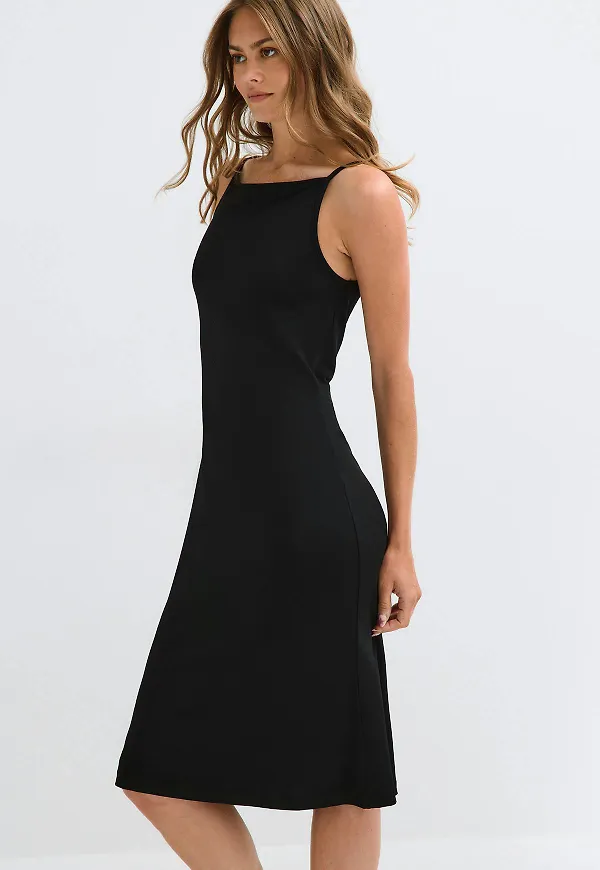 Gina Tricot - 90s midi dress - midiklänningar - Svart - XS - Dam