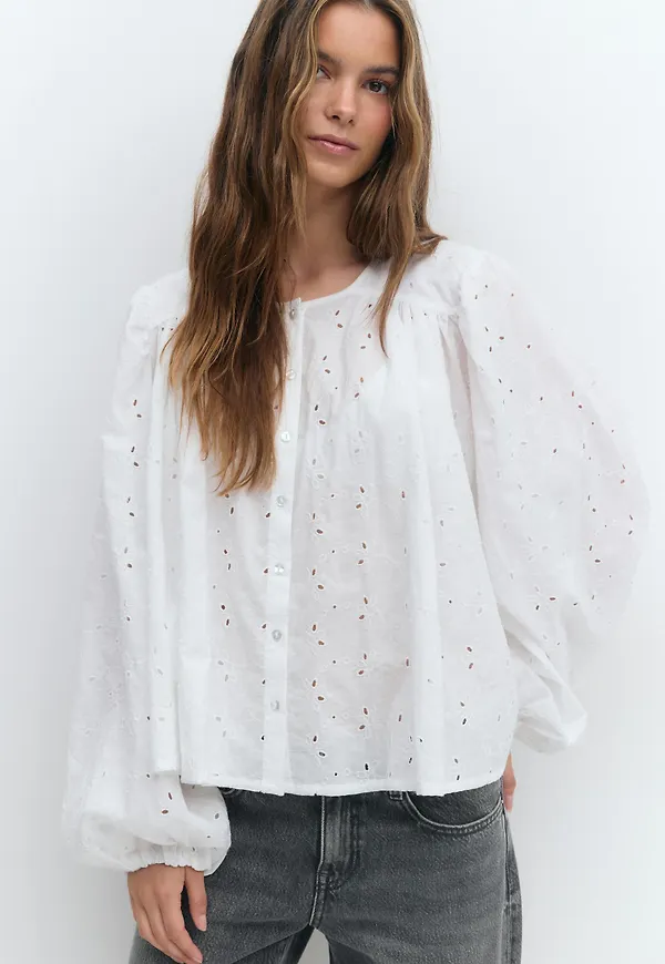 Gina Tricot - Anglaise blouse - blusar - Vit - L - Dam