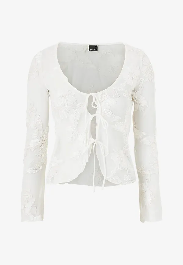 Gina Tricot - Blus Tie Top - Vit