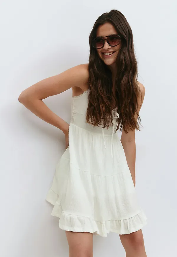 Gina Tricot - Boho strap dress - miniklänningar - Vit - XL - Dam