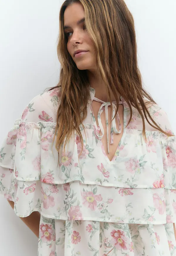 Gina Tricot - Flounce blouse - blusar - Vit - XL - Dam