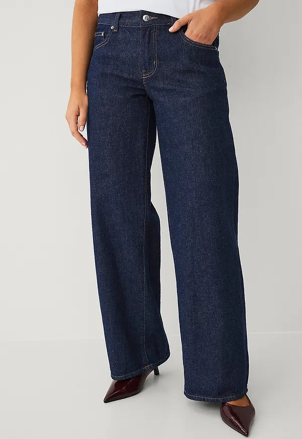 Gina Tricot - Jeans Low Wide Jeans - Blå
